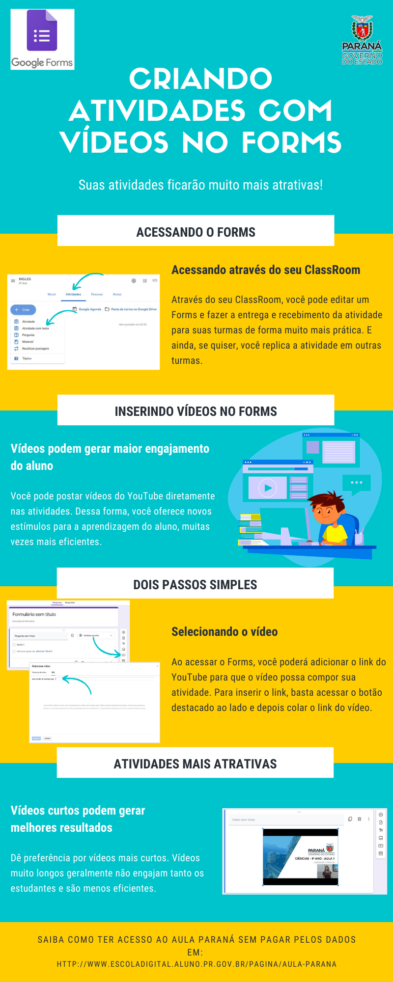 Infográfico sobre a criação de atividades com vídeo no Forms