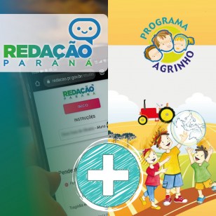 Imagem ilustrativa da parceria entre o App Redação Paraná e o programa Agrinho