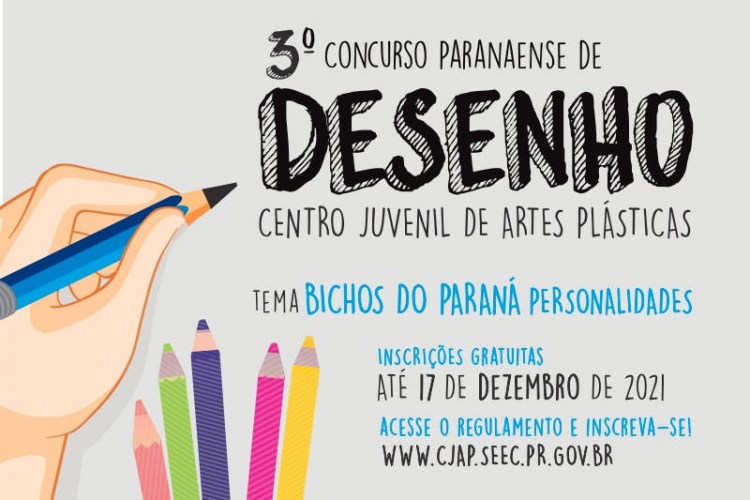 cartaz do 3º concurso paranaense de desenho do centro juvenil de artes plásticas.